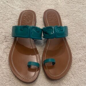 Tory Burch Turquoise Slide Sandals